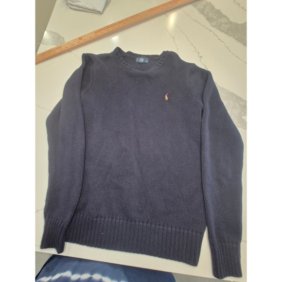 Polo Ralph Lauren Other - Polo Ralph Lauren Mens XL Navy Blue Cotton‎ Knit Crewneck Sweater Pony Logo